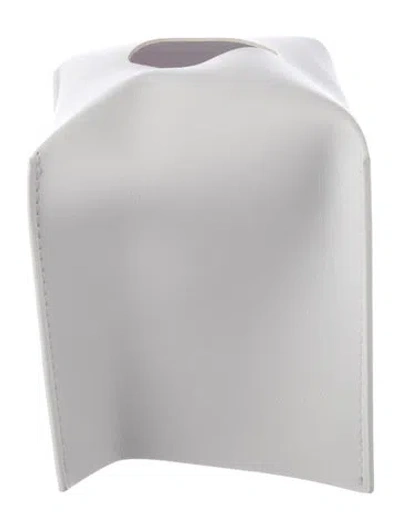 Pre-owned Nicole Sassaman Leather Tissue Box Cover In White