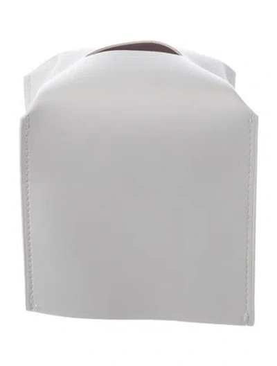 Pre-owned Nicole Sassaman Leather Tissue Box Cover In White