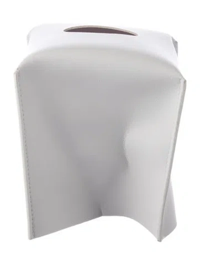 Pre-owned Nicole Sassaman Leather Tissue Box Cover In White