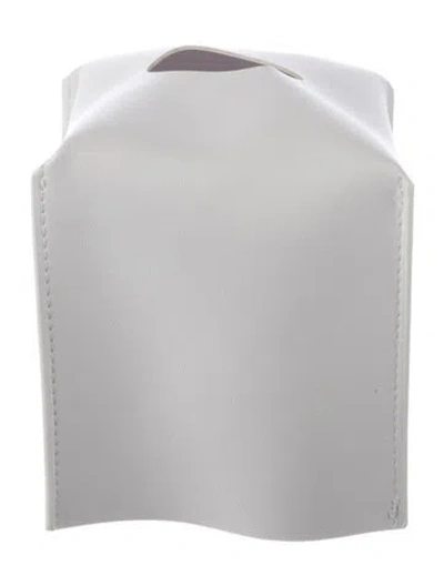 Pre-owned Nicole Sassaman Leather Tissue Box Cover In White