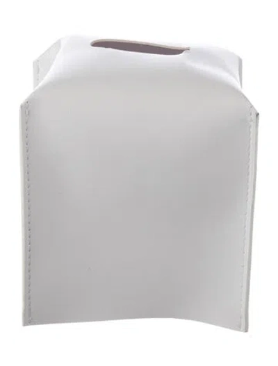 Pre-owned Nicole Sassaman Leather Tissue Box Cover In White