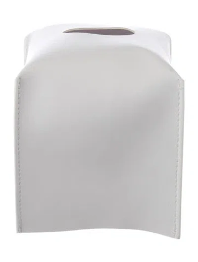 Pre-owned Nicole Sassaman Leather Tissue Box Cover In White