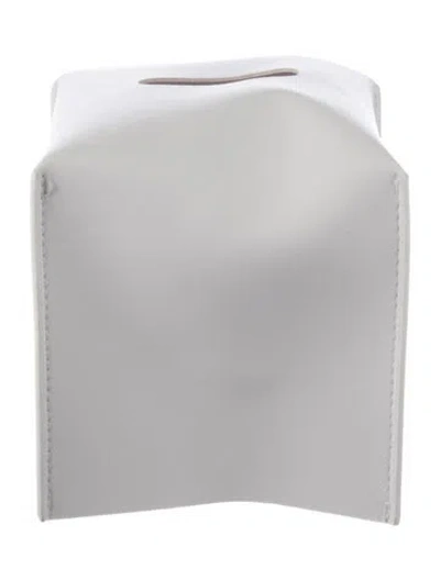 Pre-owned Nicole Sassaman Leather Tissue Box Cover In White