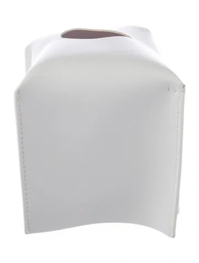 Pre-owned Nicole Sassaman Leather Tissue Box Cover In White