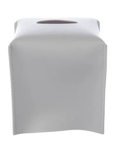 Pre-owned Nicole Sassaman Leather Tissue Box Cover In White