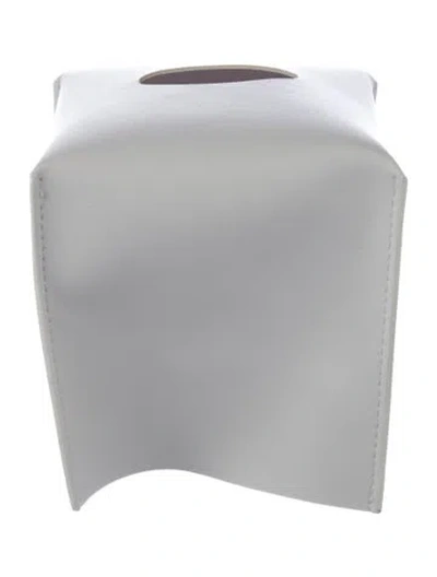 Pre-owned Nicole Sassaman Leather Tissue Box Cover In White