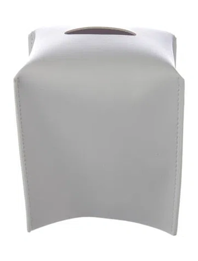 Pre-owned Nicole Sassaman Leather Tissue Box Cover In White