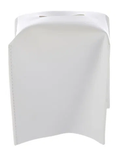 Pre-owned Nicole Sassaman Leather Tissue Box Cover In White