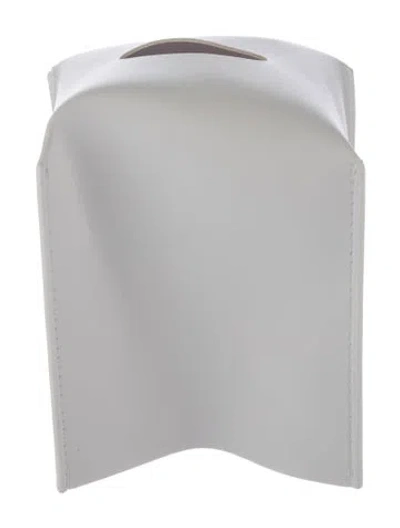 Pre-owned Nicole Sassaman Leather Tissue Box Cover In White