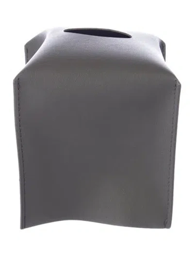 Pre-owned Nicole Sassaman Leather Tissue Box Sleeve In Gray