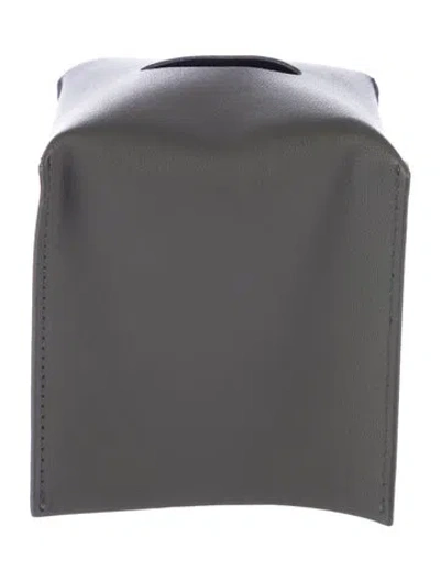 Pre-owned Nicole Sassaman Leather Tissue Box Sleeve In Gray