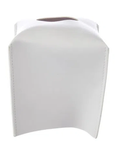 Pre-owned Nicole Sassaman Leather Tissue Box Sleeve In White