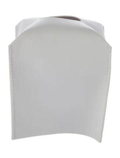 Pre-owned Nicole Sassaman Leather Tissue Box Sleeve In White