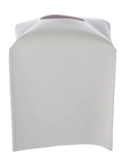 Pre-owned Nicole Sassaman Leather Tissue Box Sleeve In White