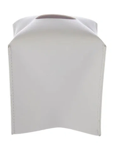 Pre-owned Nicole Sassaman Leather Tissue Box Sleeve In White