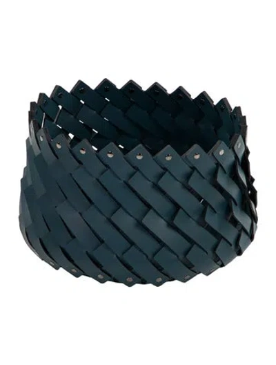 Pre-owned Nicole Sassaman Woven Leather Basket In Blue