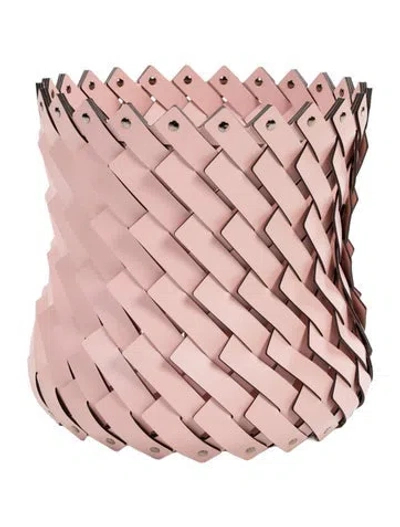 Pre-owned Nicole Sassaman Woven Leather Basket In Pink