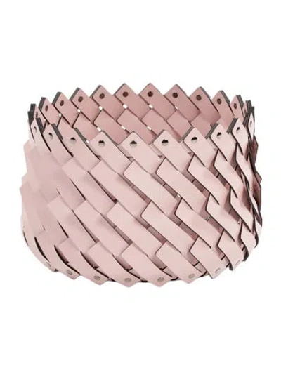 Pre-owned Nicole Sassaman Woven Leather Basket In Pink