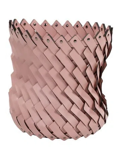 Pre-owned Nicole Sassaman Woven Leather Basket In Pink