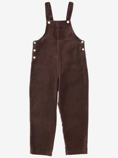 Nicoletta Fanna Kids' Corded Velvet Dungarees In Brown