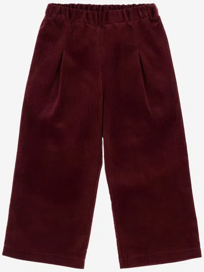 Nicoletta Fanna Kids' Corduroy Trousers In Burgundy