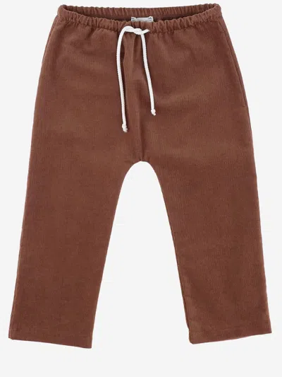Nicoletta Fanna Babies' Cotton Ribbed Trousers In Brown