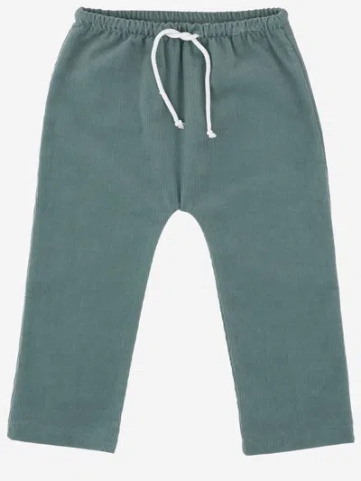 Nicoletta Fanna Kids' Cotton Ribbed Trousers In Green