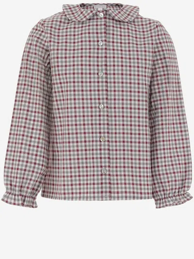 Nicoletta Fanna Kids' Cotton Shirt With Check Pattern In Red