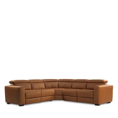Nicoletti Arno 5 Piece Power Motion Leather Sectional In Bull  - Grigio Scuro
