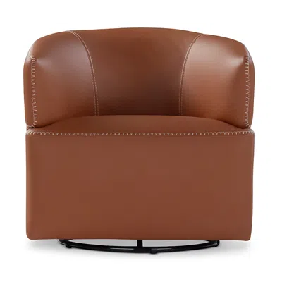 Nicoletti Corona Leather Swivel Chair In Minerva -puro White