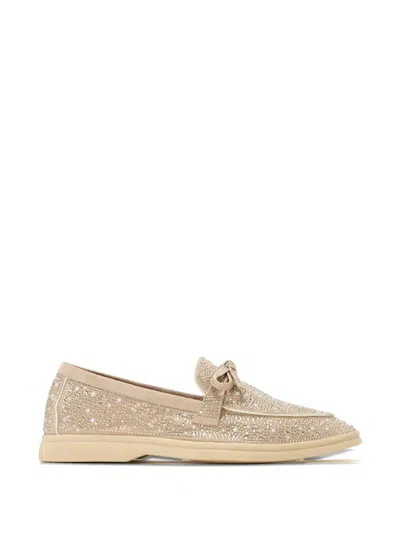 Nicoli Aurelia Embellished Bow-detail Loafers In Neutral