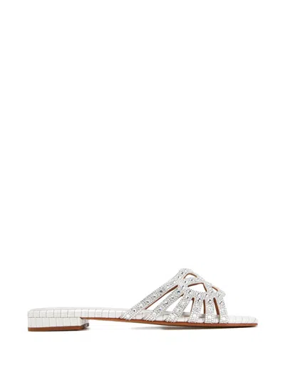 Nicoli Maddalena Rhinestone Embellished Sandals In White