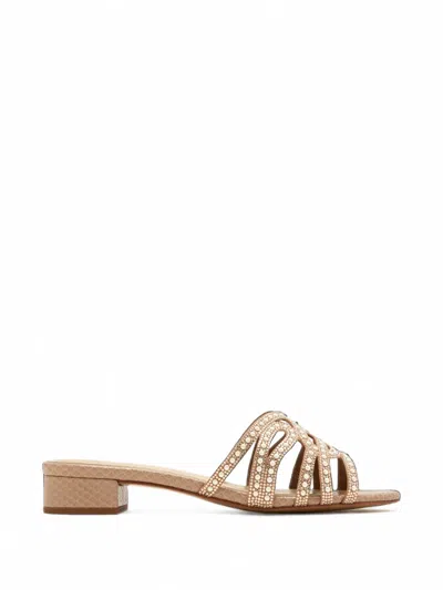 Nicoli Nemesia Faux-pearl-embellished Leather Sandals In Neutral