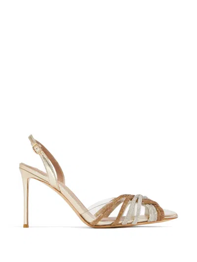 Nicoli Zendaya Crystal-embellished Mules In Gold