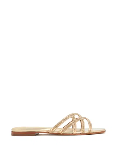 Nicoli Zuri Crisscross Embellished Sandals In Gold