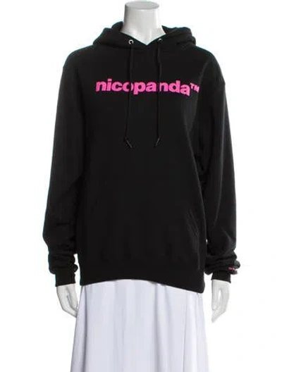 Pre-owned Nicopanda Graphic Print Crew Neck Sweatshirt In Black