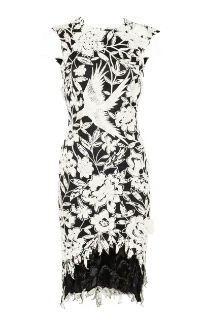 Nidra Devi Bird & Floral Sequin Dress In Black