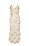 Nidra Devi Embroidered Slip Midi Dress In Ivory