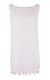 Nidra Devi Pearl-embroidered Mini Silk Shift Dress In Ivory