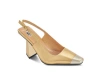 Nienty Union Metal Heel Cap Toe Slingback Pump In Gold