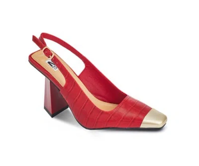 Nienty Union Metal Heel Cap Toe Slingback Pump In Red