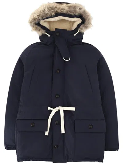 NIGEL CABOURN BLUE SOLID HOOD JACKET