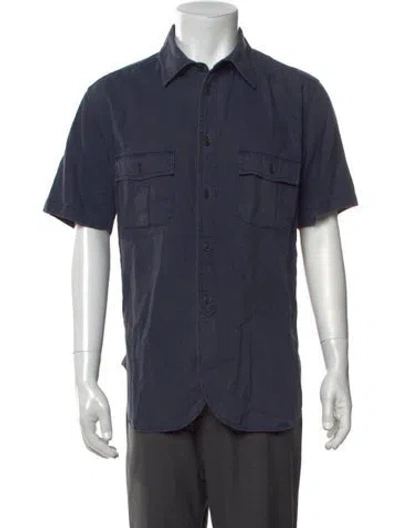 Pre-owned Nigel Cabourn Linen Short Sleeve Shirt In Blue