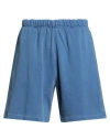 Nigel Cabourn Man Shorts & Bermuda Shorts Light Blue Size M Organic Cotton