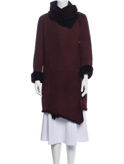 Pre-owned Nigel Preston & Knight Leather Faux Fur Coat In Burgundy