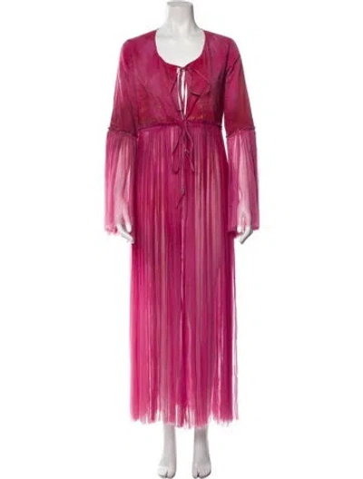 Pre-owned Nigel Preston V-neck Long Dress In Pink