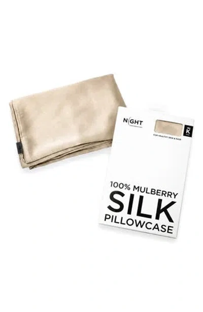 Night 100% Mulberry Silk Pillowcase In Neutral
