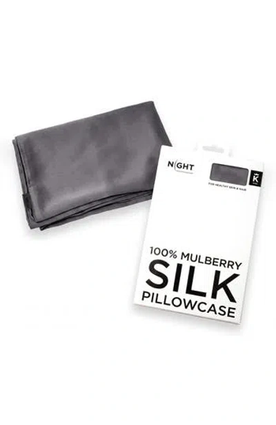 Night 100% Mulberry Silk Pillowcase In Gray