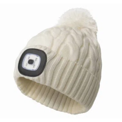 Night Scope Women's Rechargeable Led Beanie Hat In Ivory In White