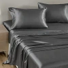 Night Silk Non Slip Flat Sheet, King In Gray